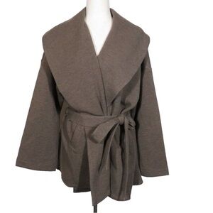 OGL FuzzLuxe Heather Brown Shawl Collar Belted Jacket, Sz Large